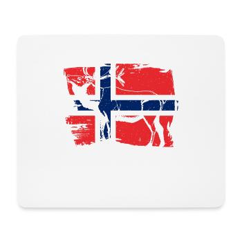 Norvège drapeau bois cerf orignal cadeau - Tapis de souris (format paysage) - blanc - Devant