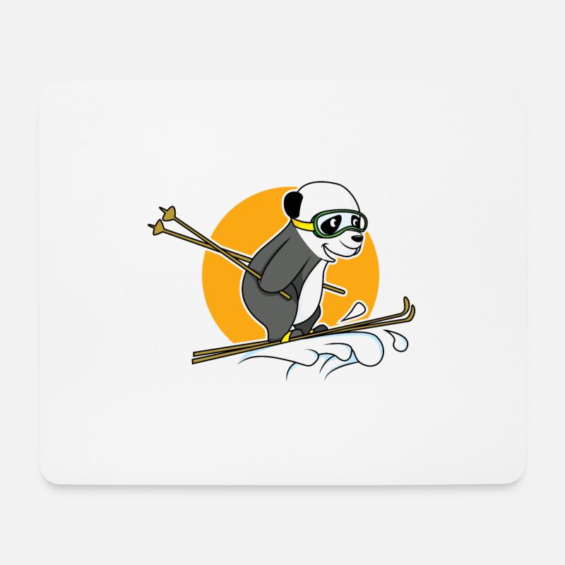 Bär reitet Lawine auf Skiern - Mouse Pad (horizontal) - white
