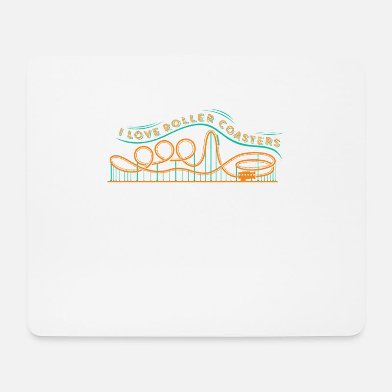 J'aime Roller Coaster - fan de roller coaster - Tapis de souris (format paysage) - blanc