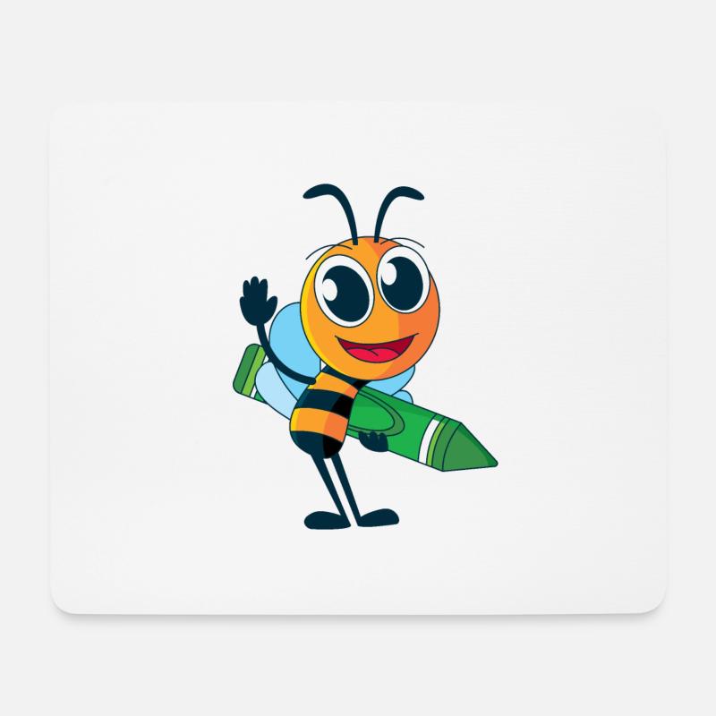 Biene mit Wachsmalstift - Mousepad (Querformat) - Weiß