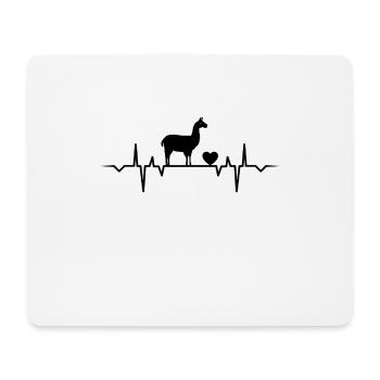 Llama Heartbeat Cool Animal Love T-Shirt - Mousepad (Querformat) - Weiß - Vorne