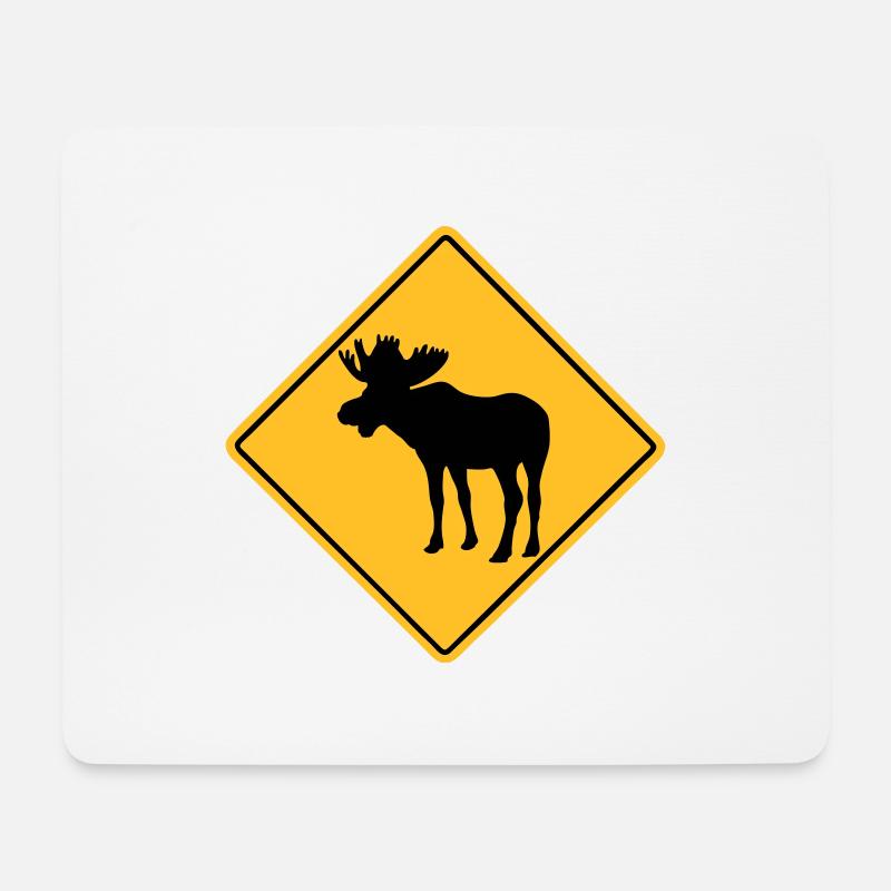 Moose Road Sign - Mousepad (Querformat) - Weiß