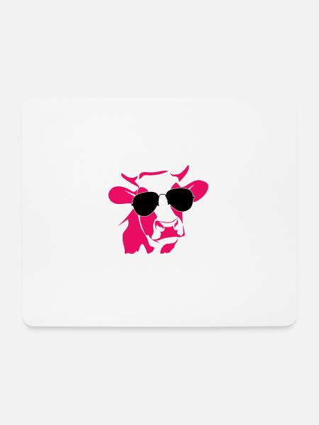 Cow with sunglasses funny - Mouse Pad (horizontal) - white