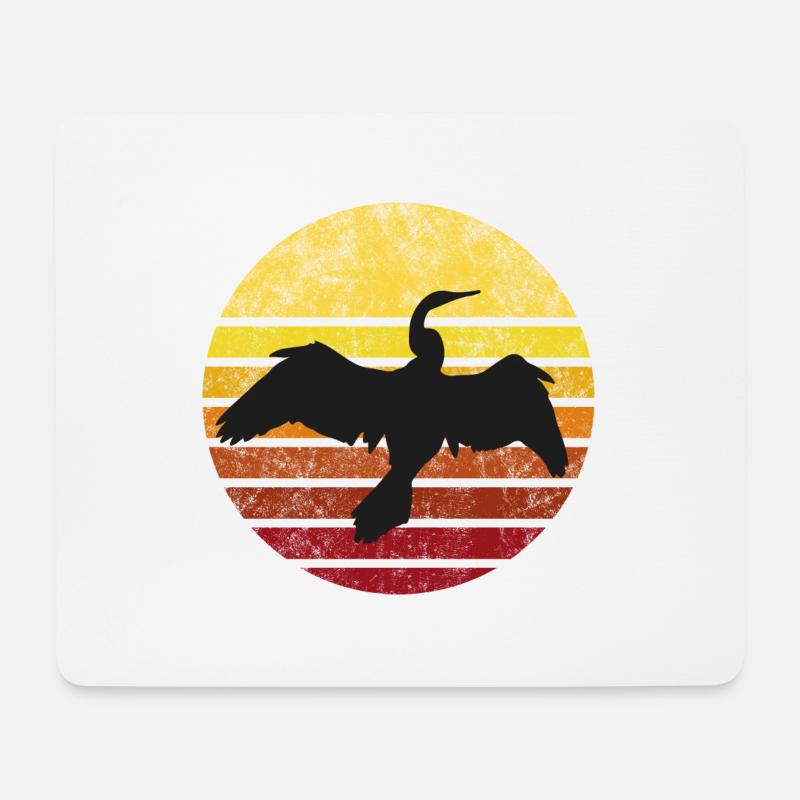 Kormoran im Sonnenuntergang - Mousepad (Querformat) - Weiß