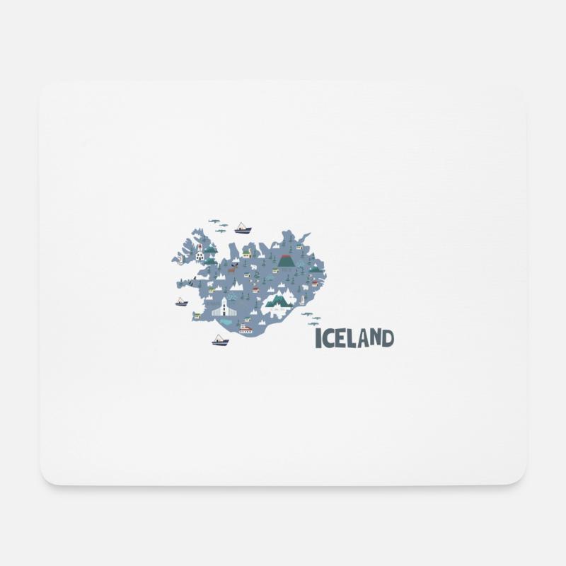 Iceland, Island Karte - Mousepad (Querformat) - Weiß