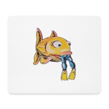 Poisson drôle avec un plongeur - Tapis de souris (format paysage) - blanc - Devant