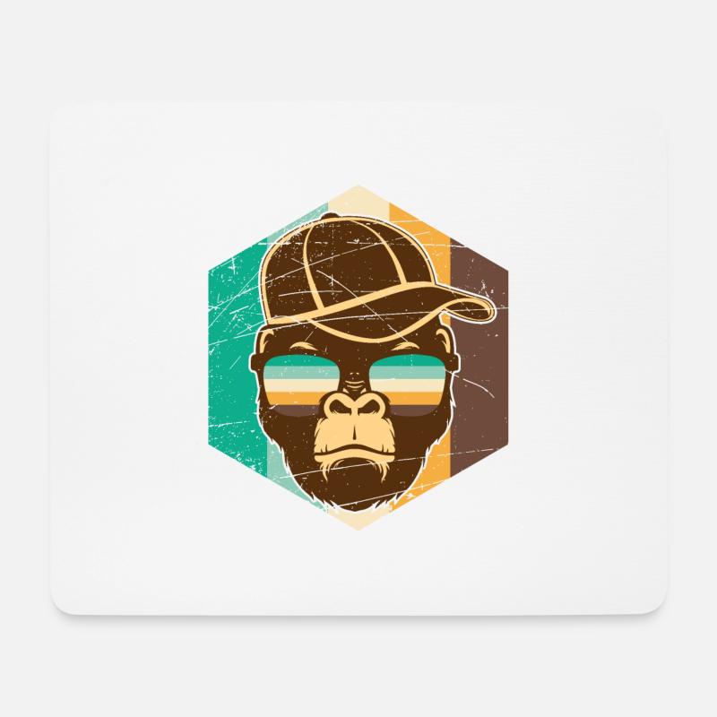 Hipster Affe - Mousepad (Querformat) - Weiß