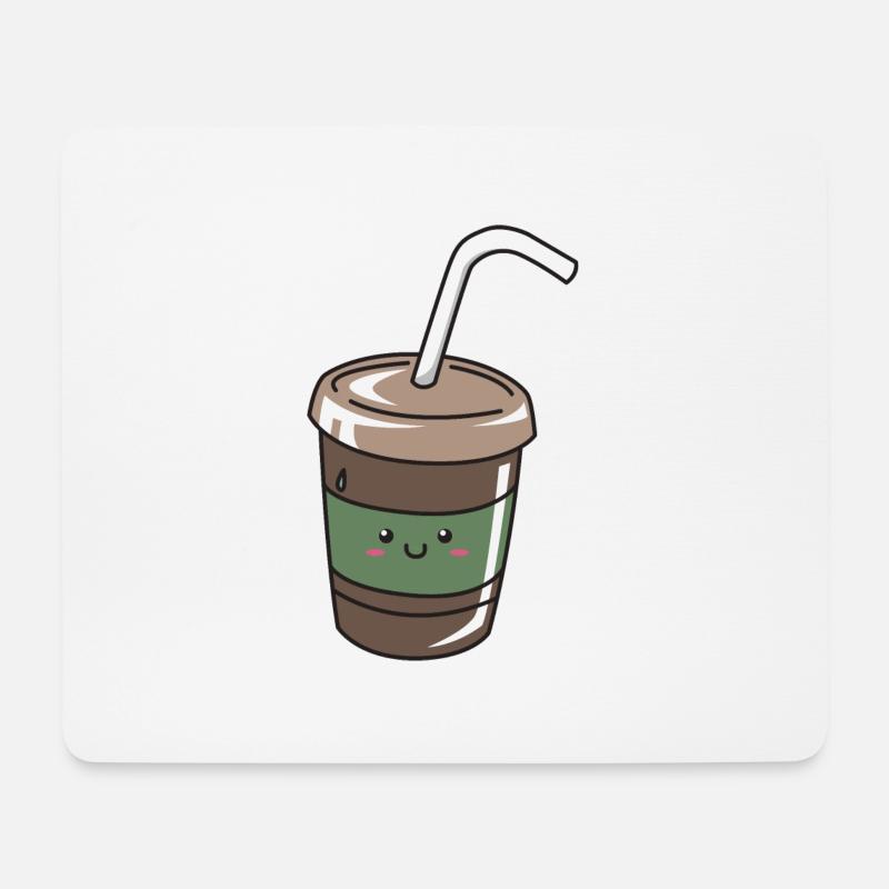 Kaffee Kawaii - Mousepad (Querformat) - Weiß