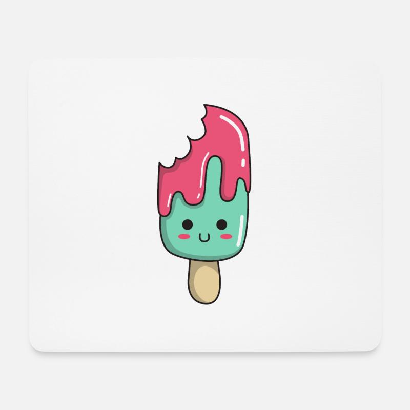 Eis Kawaii niedlich - Mousepad (Querformat) - Weiß