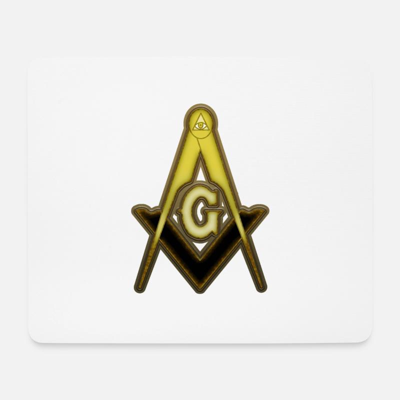 Freimaurer Kompass Gold Rost - Mousepad (Querformat) - Weiß