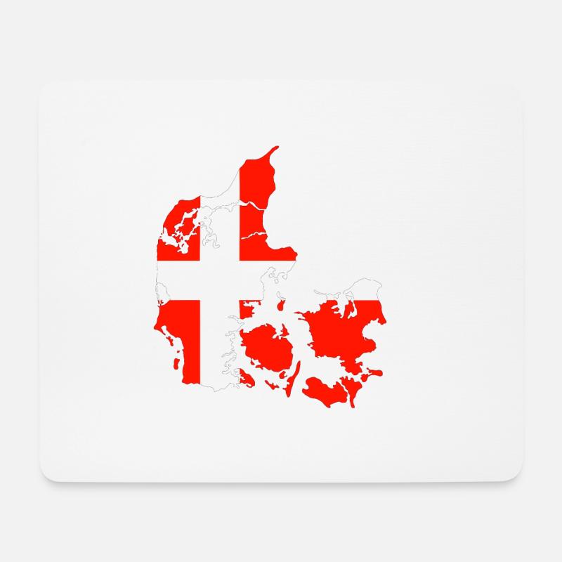 Flagge von Dänemark und Karte von Dänemark - Mousepad (Querformat) - Weiß