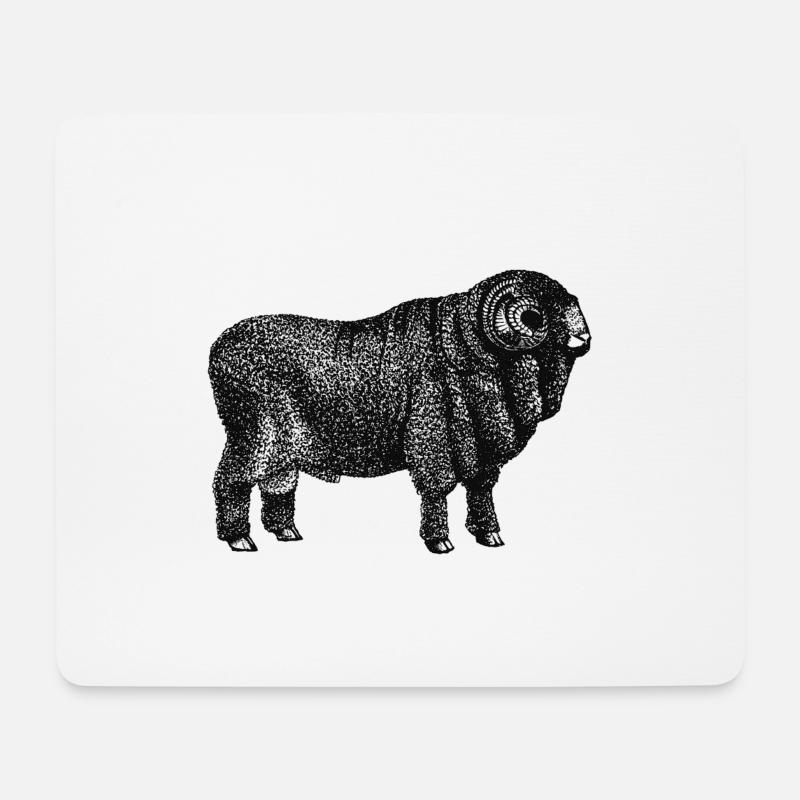 Dicker Schafbock - Mousepad (Querformat) - Weiß