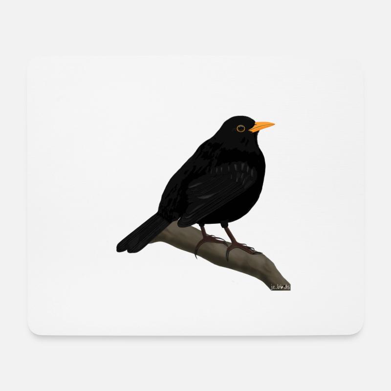 jz.birds Amsel Vogel Design - Mousepad (Querformat) - Weiß