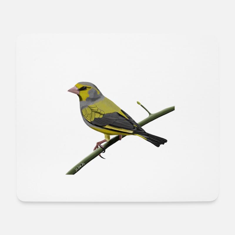 jz.birds Grünfink Vogel Design - Mousepad (Querformat) - Weiß
