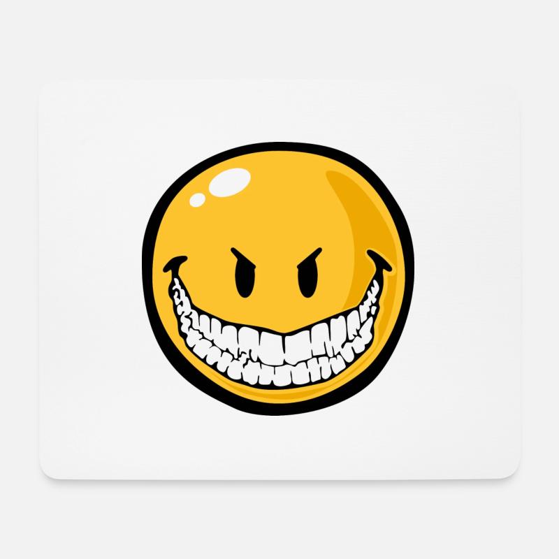 Smiley evil grin - Mousepad (Querformat) - Weiß