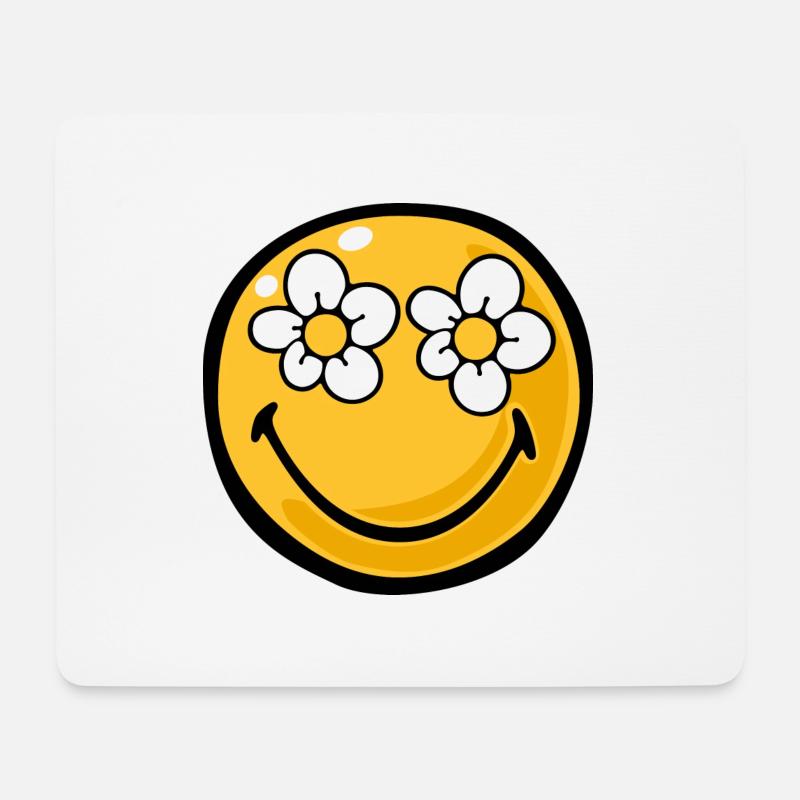 Smiley flower eyes - Mousepad (Querformat) - Weiß