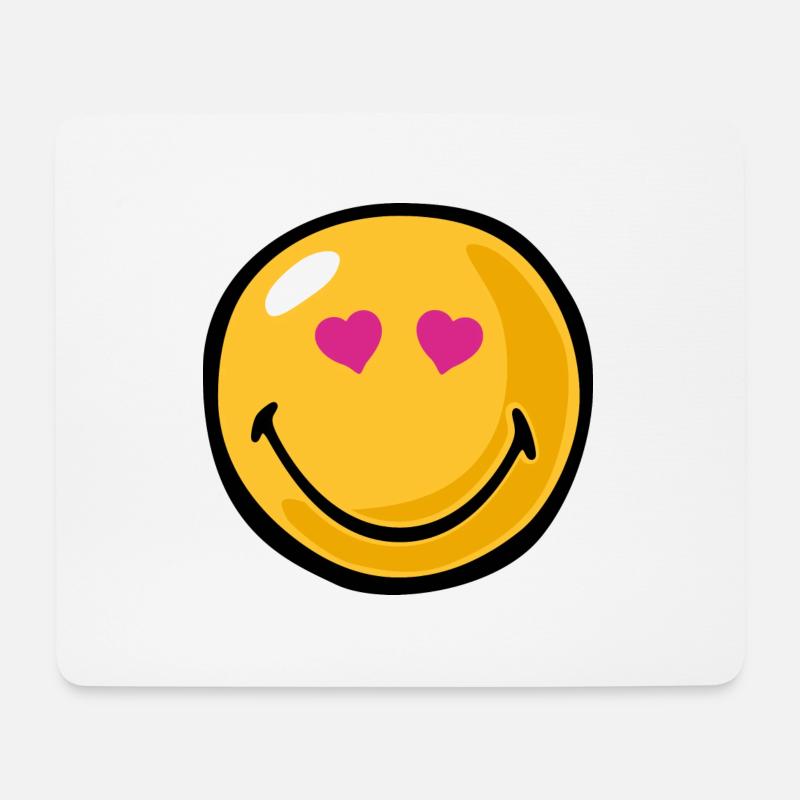 Smiley heart eyes - Mousepad (Querformat) - Weiß