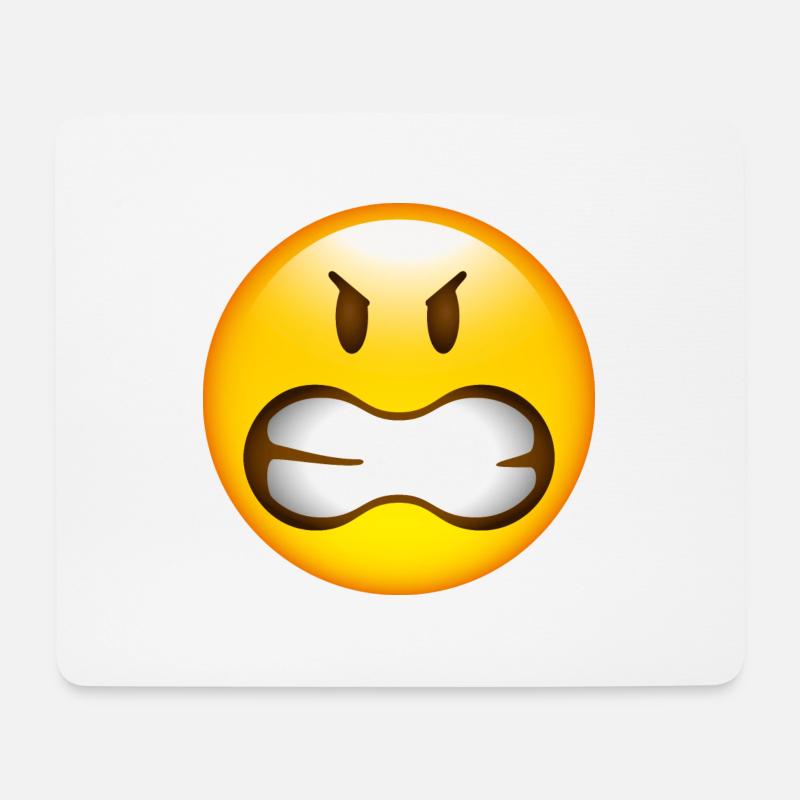 Smiley Glossy Anger - Mousepad (Querformat) - Weiß