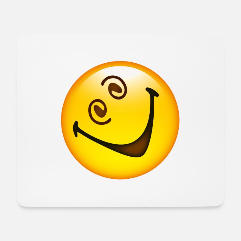 Smiley Glossy Crazy Happy - Mousepad (Querformat) - Weiß