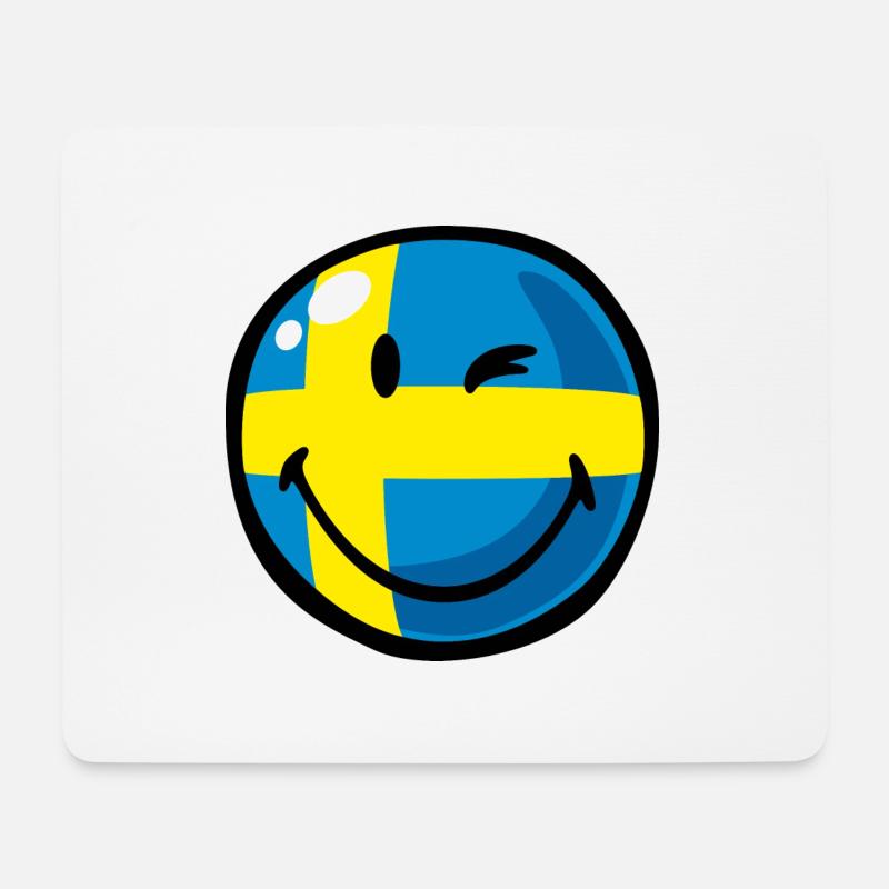 Smiley Flag Sweden - Mousepad (Querformat) - Weiß