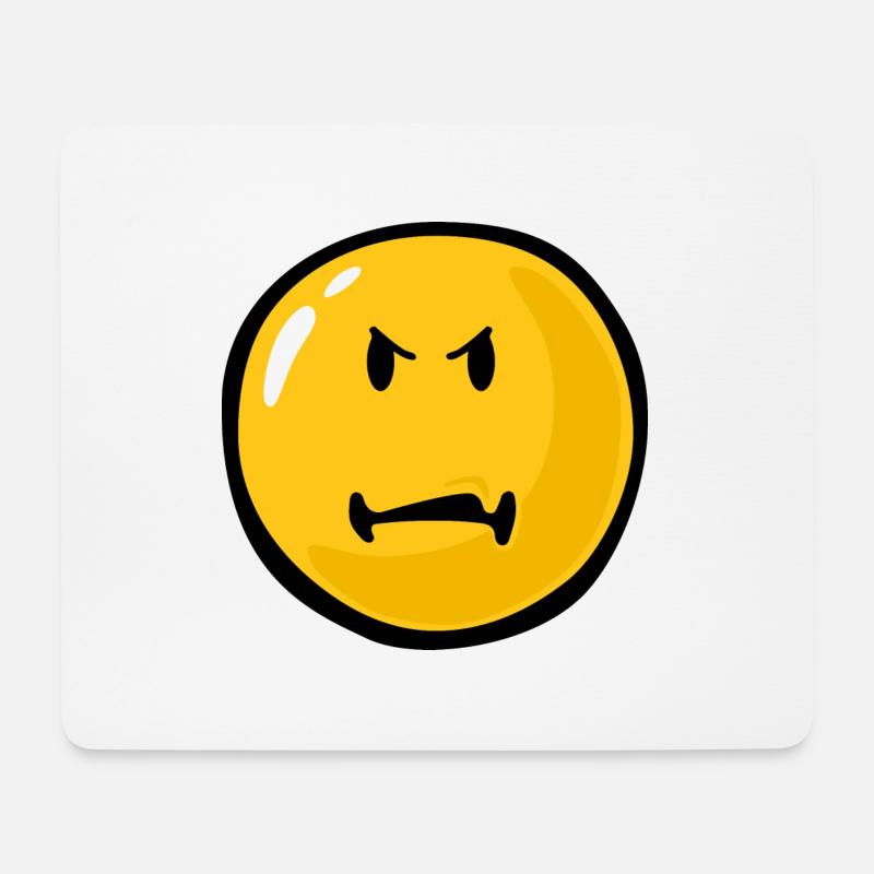 Smiley Anger Scorn - Mousepad (Querformat) - Weiß