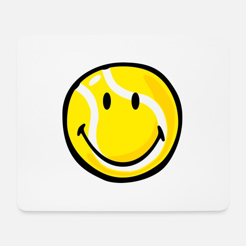 Smiley Tennis Ball - Mousepad (Querformat) - Weiß
