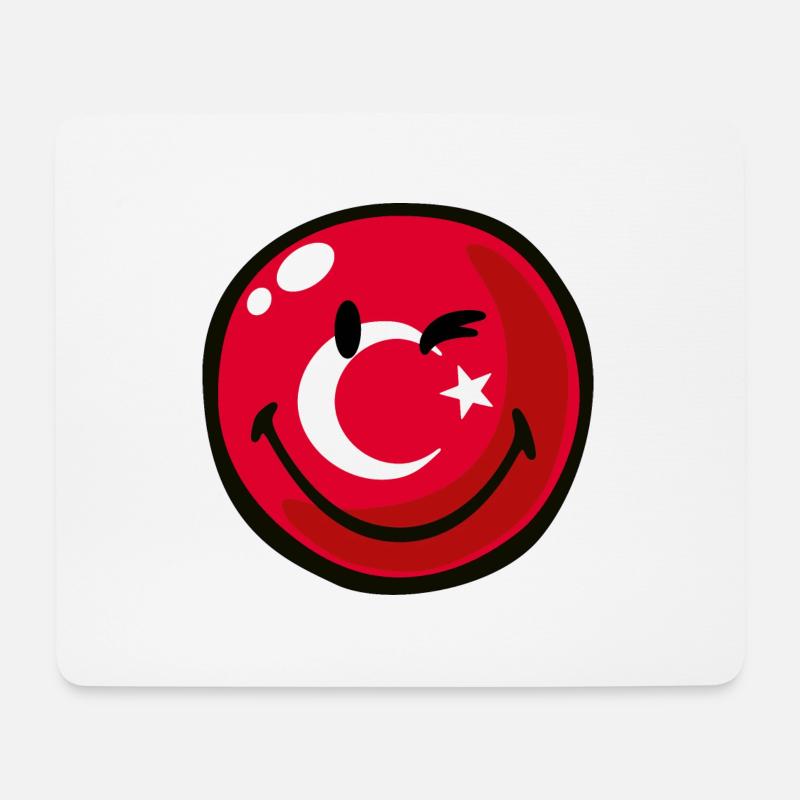 Smiley Flag Turkey - Mousepad (Querformat) - Weiß