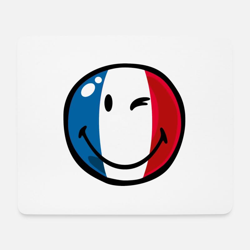 Smiley Flag France - Mousepad (Querformat) - Weiß