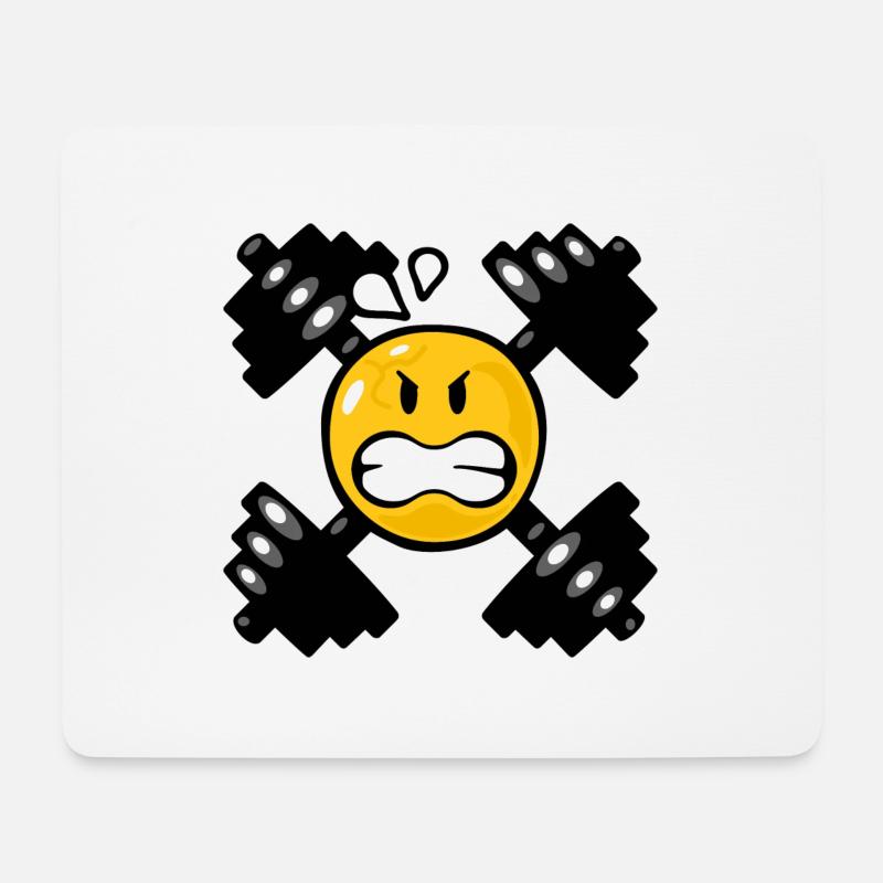 Smiley Weight Lifting - Mousepad (Querformat) - Weiß