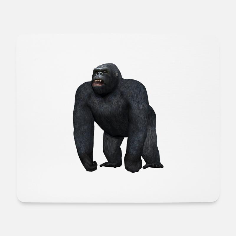 Gorilla in drohender Haltung - Mousepad (Querformat) - Weiß