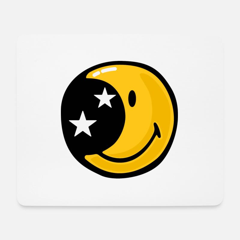 Smiley Moon Stars - Mousepad (Querformat) - Weiß