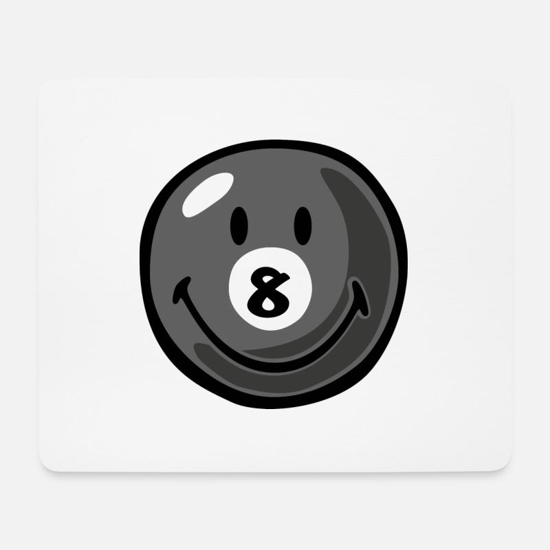 Smiley Pool Ball 8 - Mousepad (Querformat) - Weiß