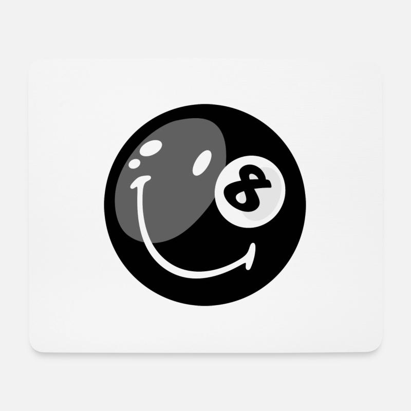 Smiley Pool Ball 8 - Mousepad (Querformat) - Weiß