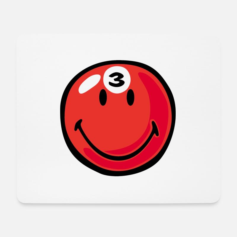 Smiley Pool Ball 3 - Mousepad (Querformat) - Weiß