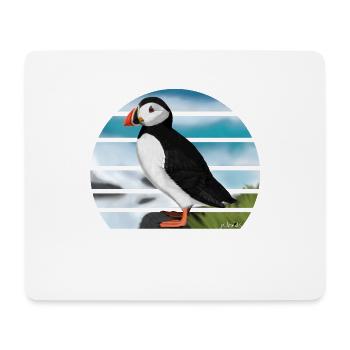 Illustration de conception d'oiseau macareux moine peint - Tapis de souris (format paysage) - blanc - Devant
