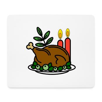 Viande rôtie, Noël, nourriture - Tapis de souris (format paysage) - blanc - Devant