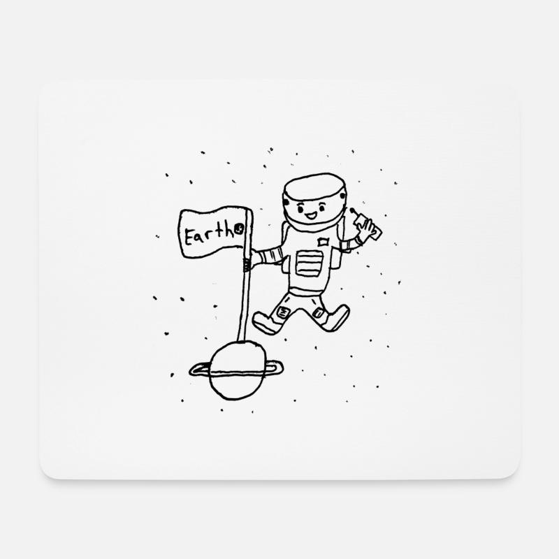 Cartoon astronaut in space - Mouse Pad (horizontal) - white