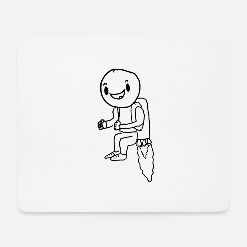 Cartoon Person with Jetpack - Mouse Pad (horizontal) - white