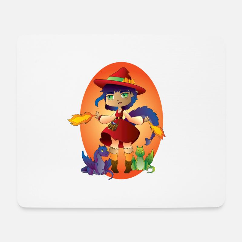 Feuerhexe - Mousepad (Querformat) - Weiß