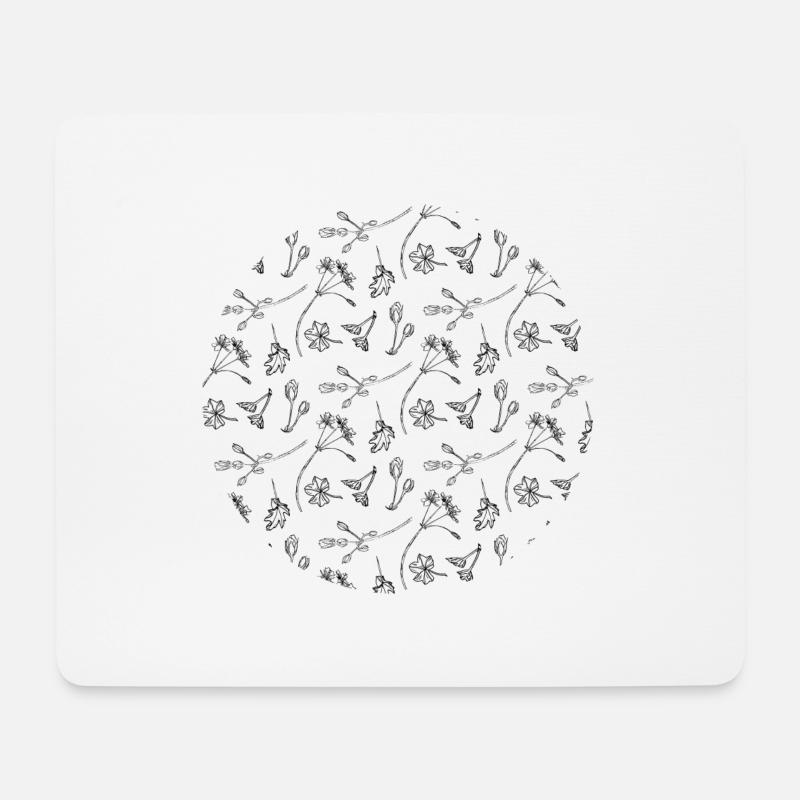 Retro Blumen Illustration Floral - Mousepad (Querformat) - Weiß