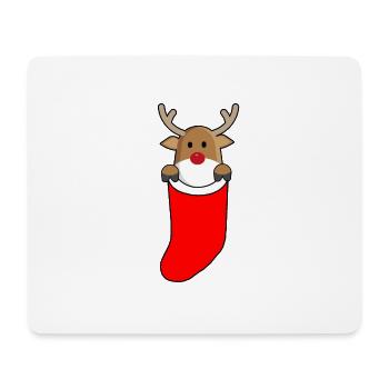 Rennes à Noël chaussette Noël - Tapis de souris (format paysage) - blanc - Devant