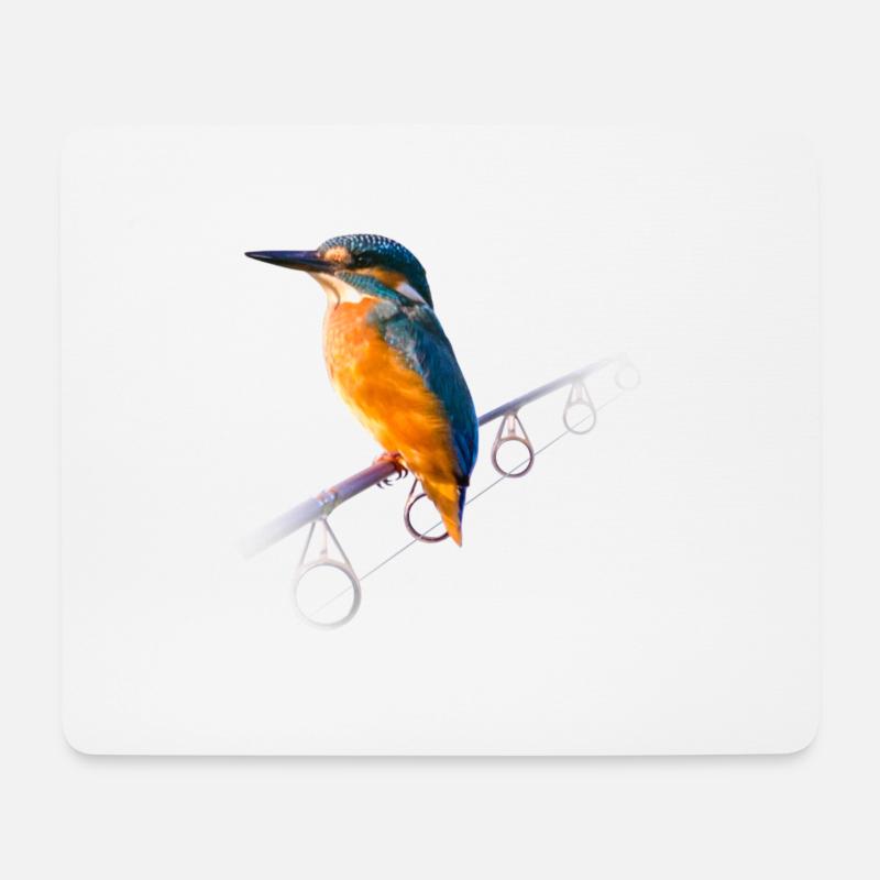 Eisvogel auf einer Angelrute - Mousepad (Querformat) - Weiß
