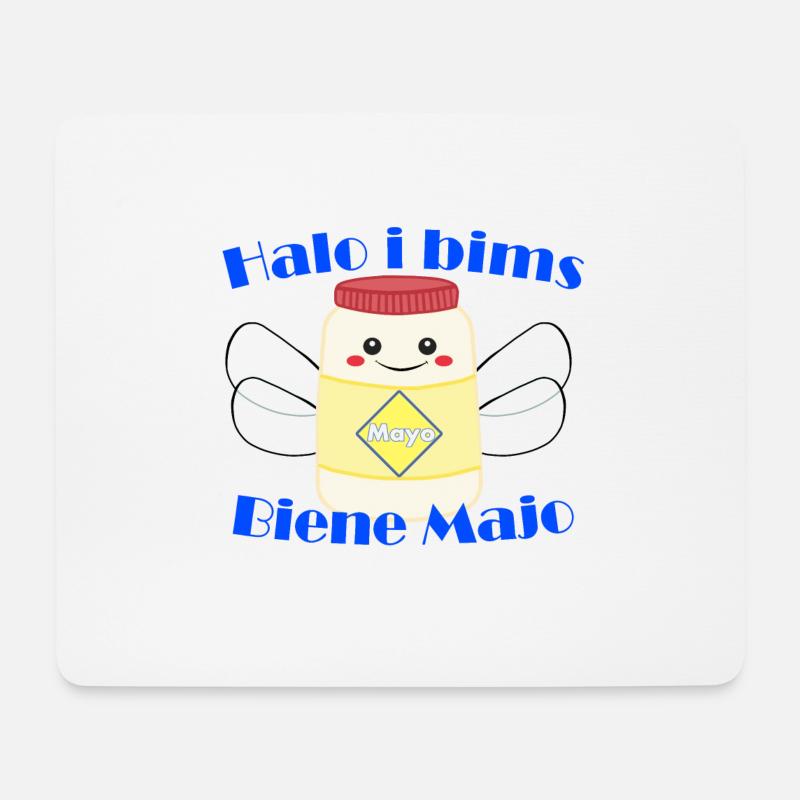 Halo i bims Biene Majo Flachwitz Shirt - Mousepad (Querformat) - Weiß