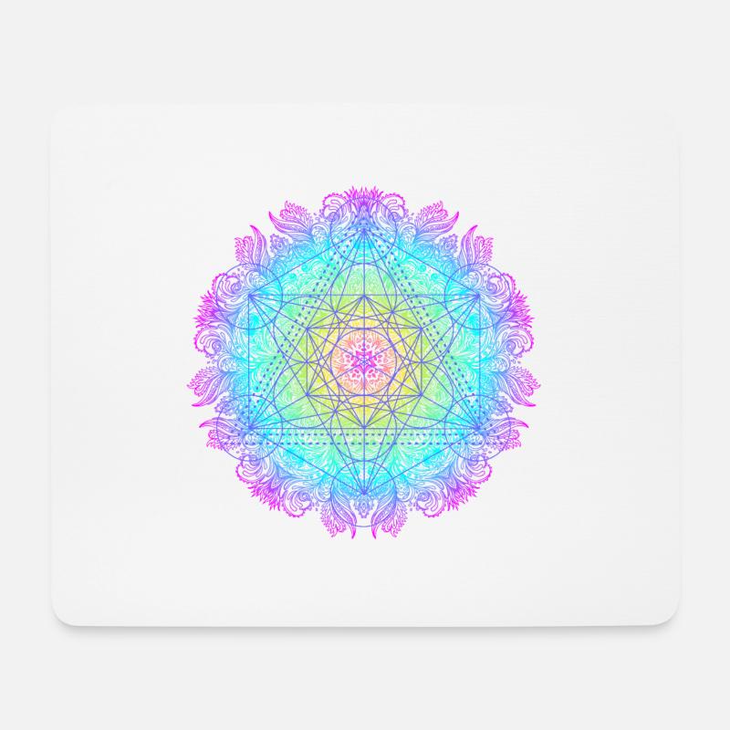 Metatronwürfel, heilige Geometrie des Erzengels - Mousepad (Querformat) - Weiß