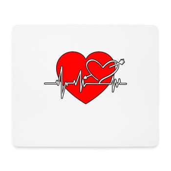 Coeur coeur EKG coeur ligne avec partenaire amour flèche - Tapis de souris (format paysage) - blanc - Devant