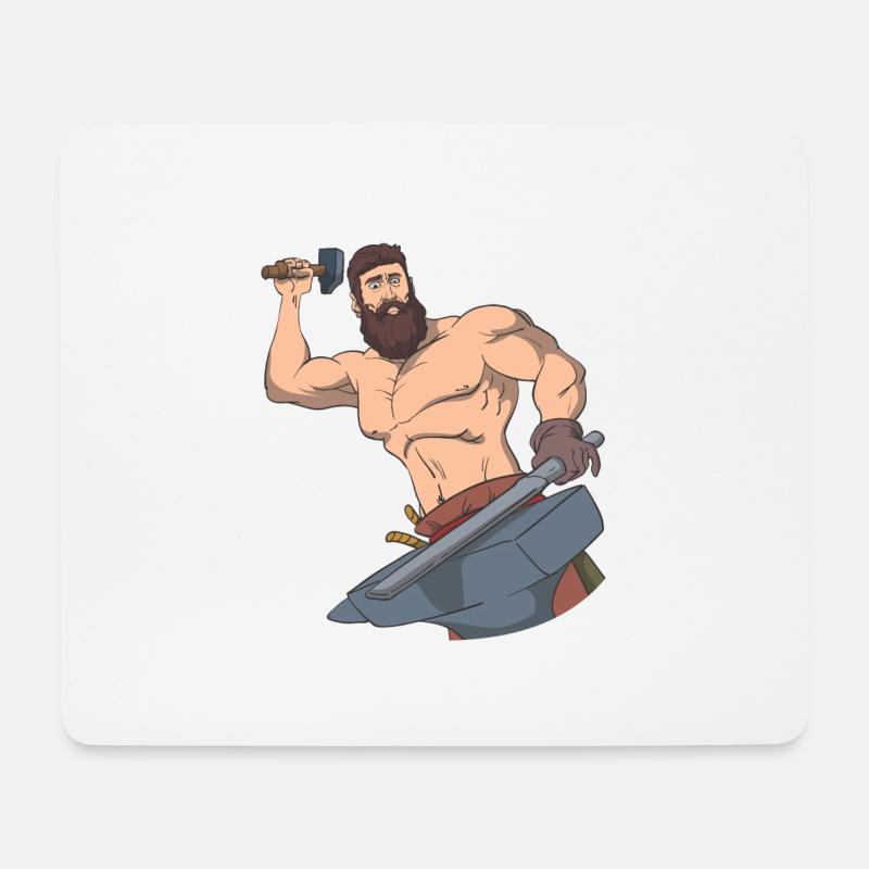 Schmied Amboss Hammer Schwert - Mousepad (Querformat) - Weiß