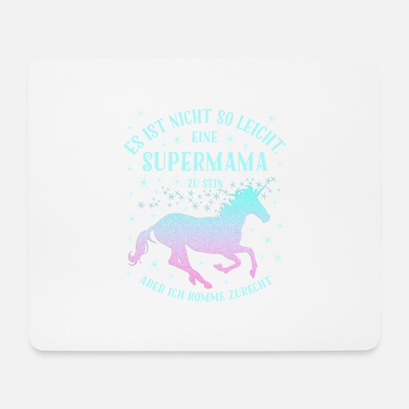 Einhorn Super-Mama - Mousepad (Querformat) - Weiß