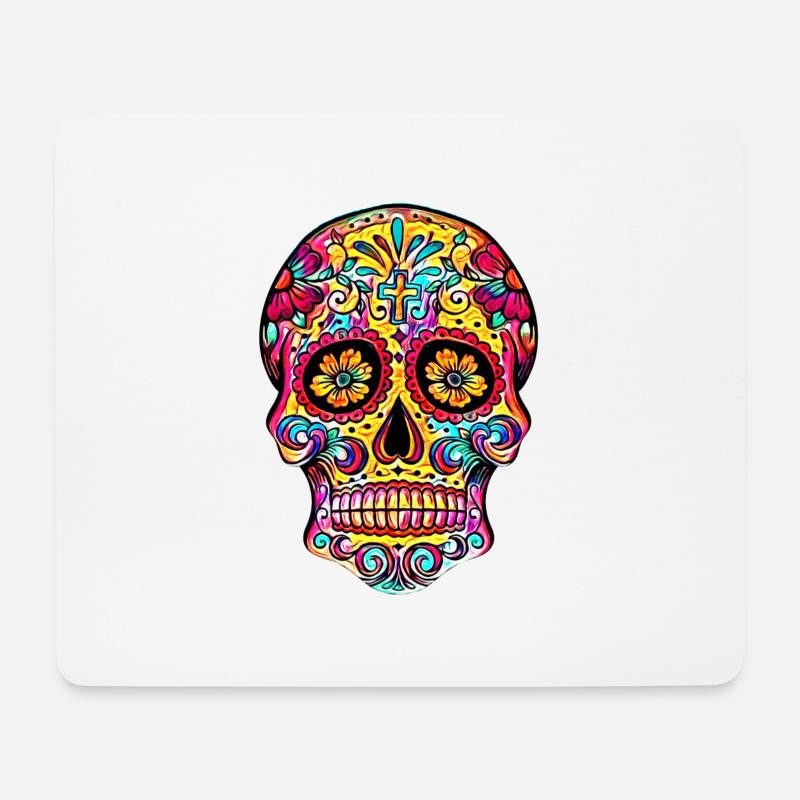 Zuckerschädel-Tag der Toten - Mousepad (Querformat) - Weiß