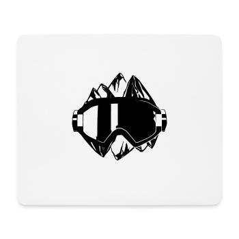 Ski- Skibrille mit Bergen - Mousepad (Querformat) - Weiß - Vorne