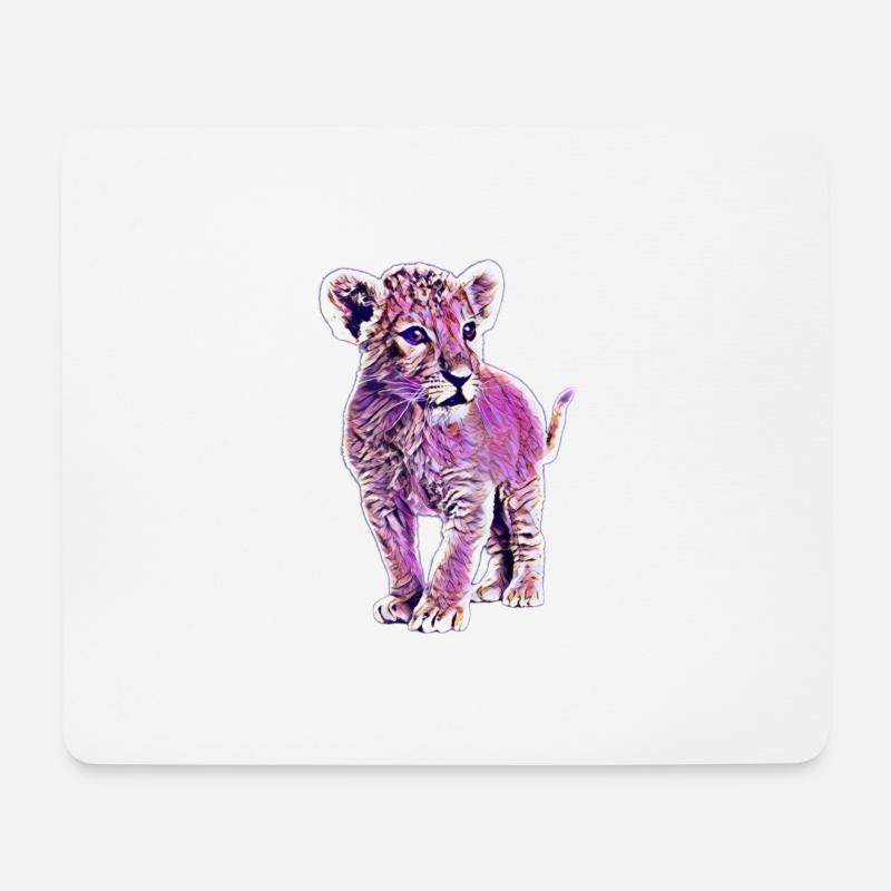 Löwe - Mousepad (Querformat) - Weiß